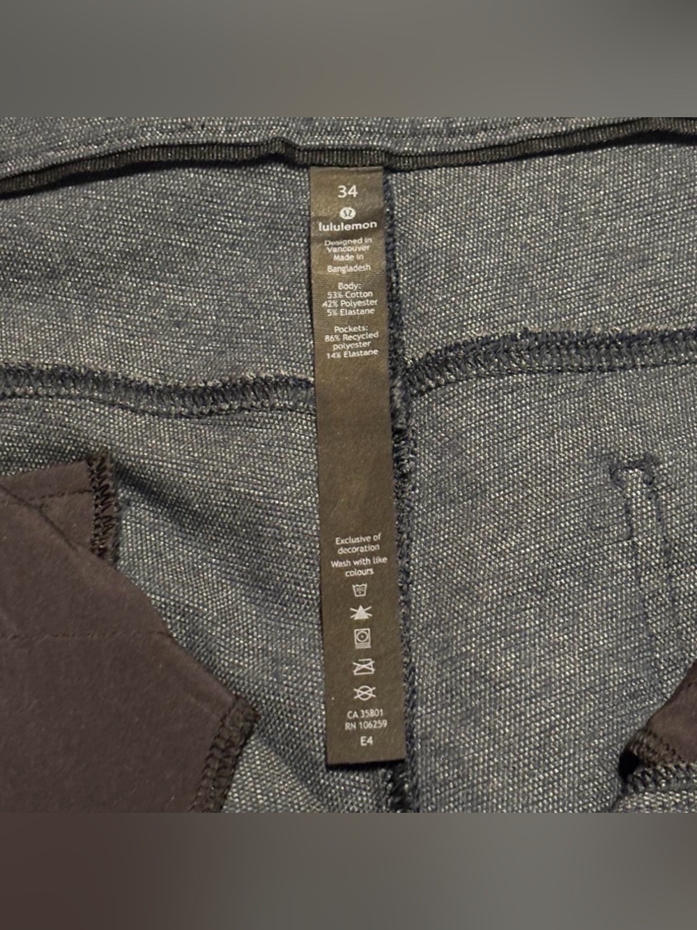 Lululemon ABC Slim Fit Warpstreme Pants Men's Waist 34 Heathered Gray Stretch - Picture 5 of 6